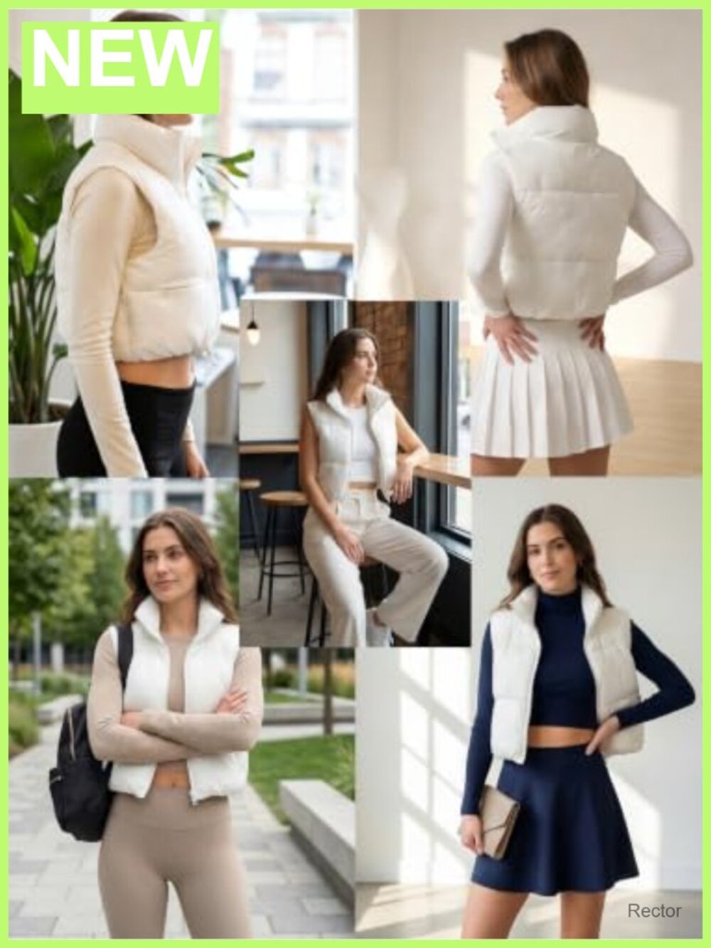 Women's Cropped Puffer Vest Lightweight Zip Pockets Stand Collar Quilted - Picture 3 of 6